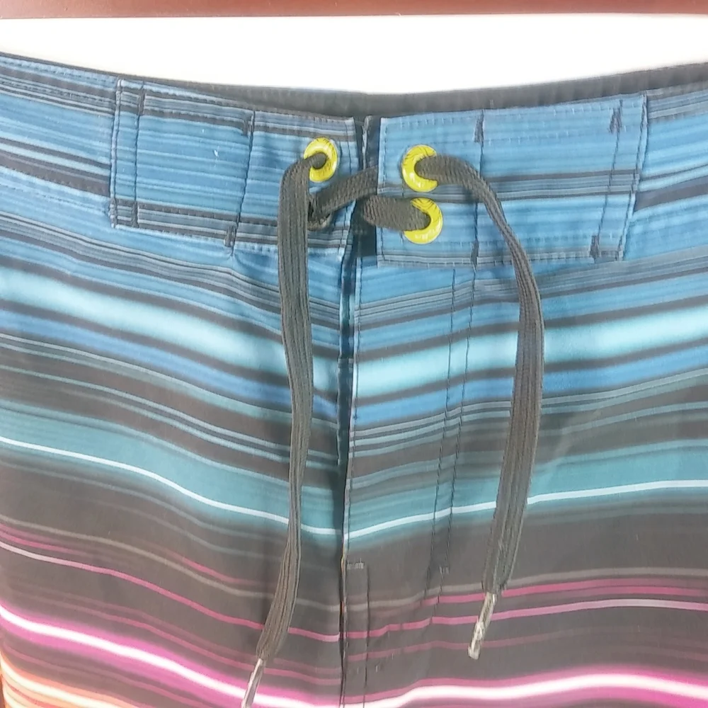 OP 34 Mens Striped Board Surf Shorts OpFlex 4-Way Stretch